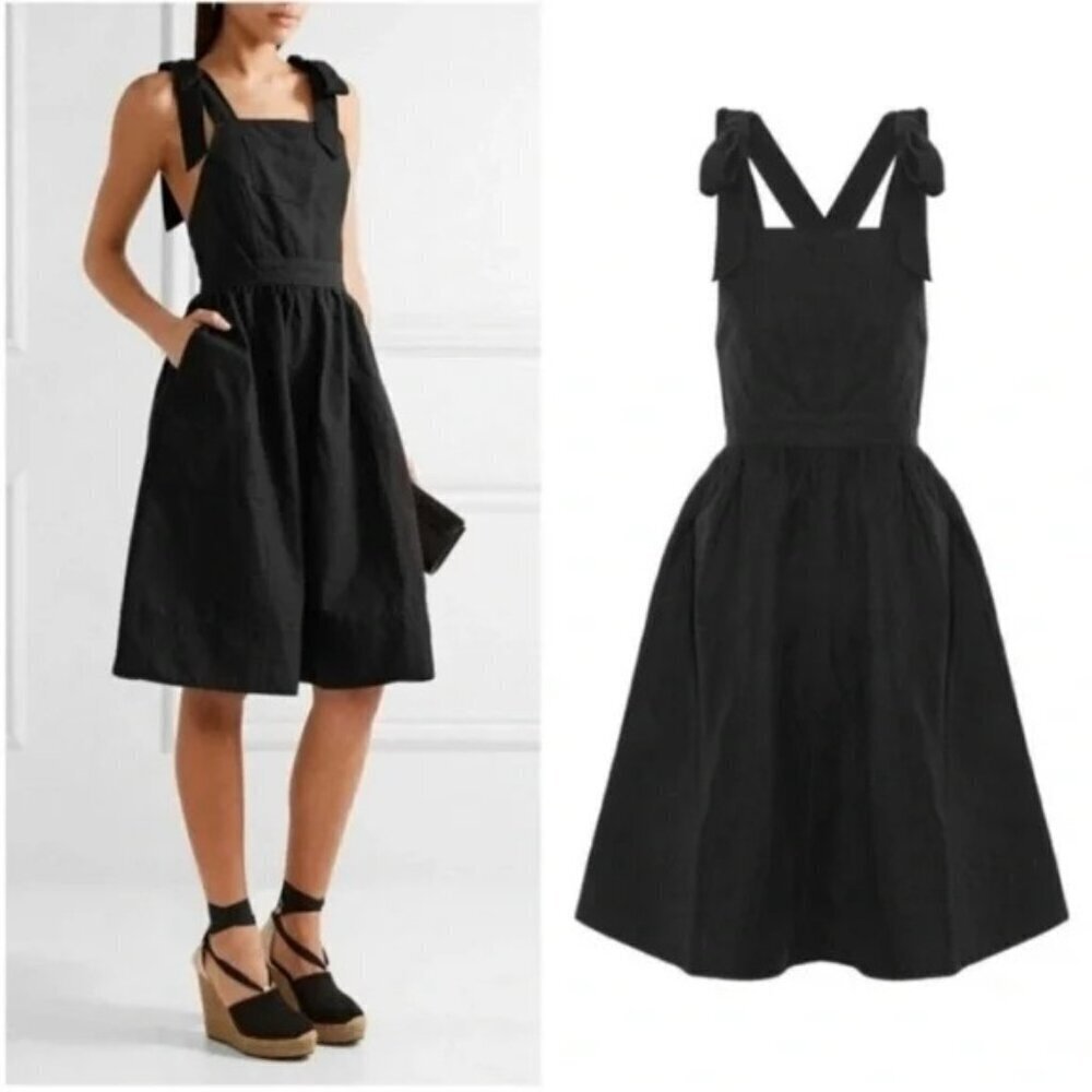 Ulla Johnson black Madi linen cotton overall dress size 0